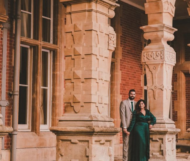 An Elegant Stroll in a Manicured Garden