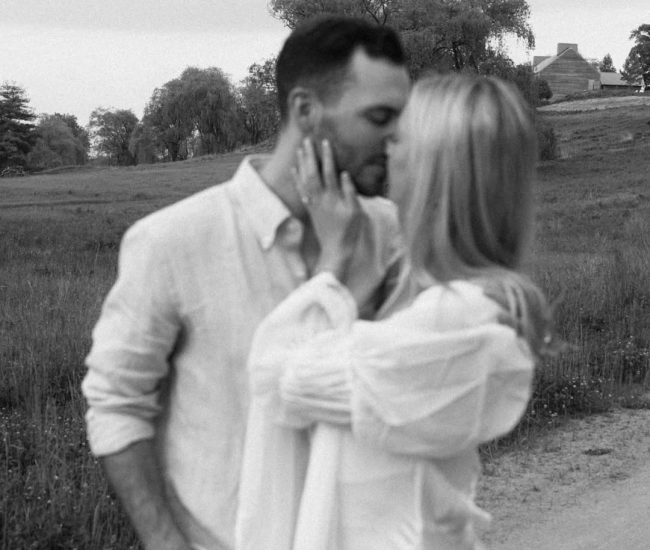 Bride and groom sharing a moment in a forest full of greenery during a Fatography pre wedding photoshoot.